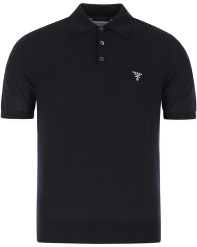 Prada Midnight Wool Polo Shirt - Black