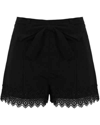 Twin Set Cotton Shorts With Embroidery - Black