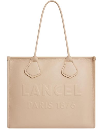 Lancel Grained Cowhide Leather Tote Bag - Natural