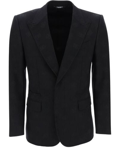 Dolce & Gabbana Sicilia Single Breasted Monogram Jacket - Black