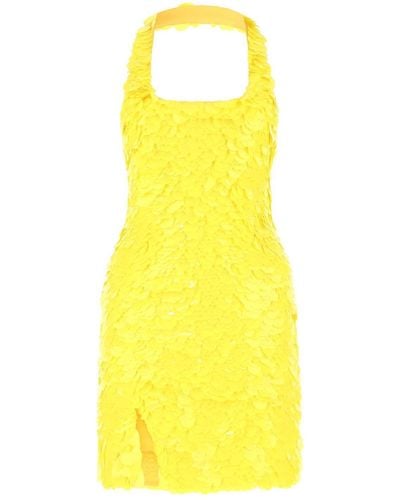The Attico Yellow Sequins Allium Mini Dress