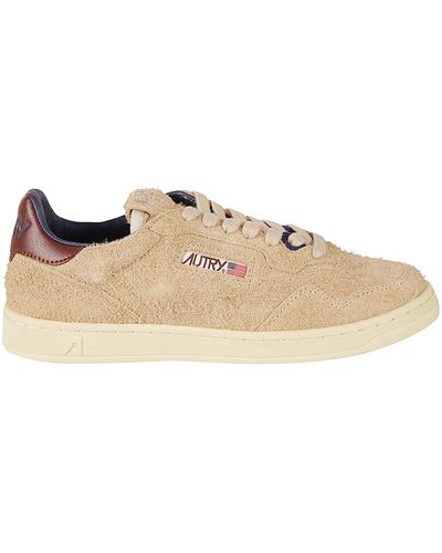 Autry Logo Patched Low Sneakers - Natural