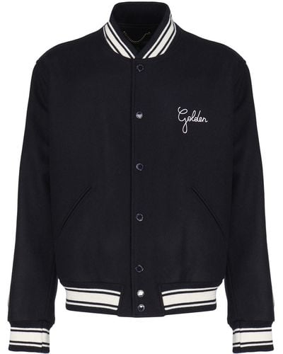 Golden Goose Bomber Jacket With Embroidery - Blue