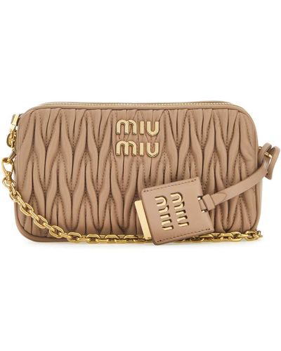 Miu Miu Matelassé Nappa Leather Mini Bag - Brown