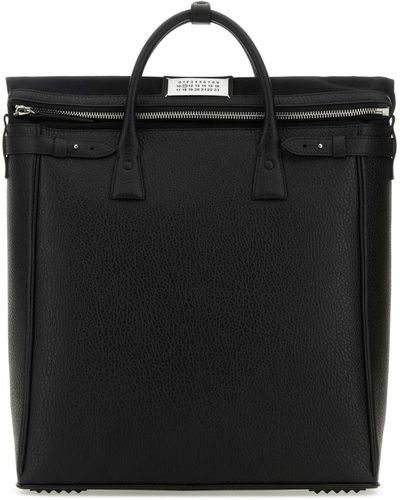 Maison Margiela Leather 5A Handbag - Black