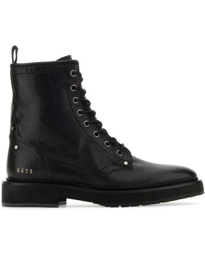 Golden Goose Leather Combat Ankle Boots - Black