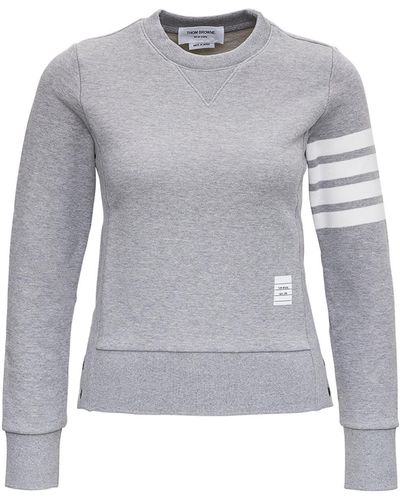 Thom Browne Jersey Sweatshirt With 4Bar Detail - Grey