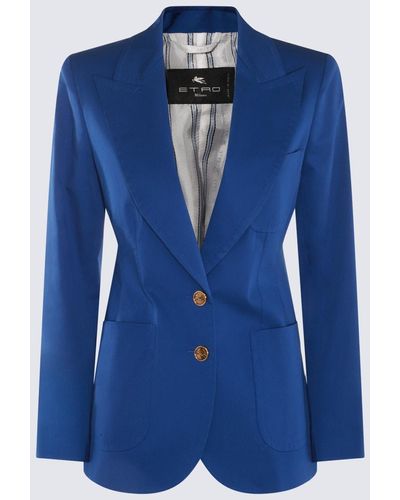 Etro Cobalt Cotton Blend Blazer - Blue