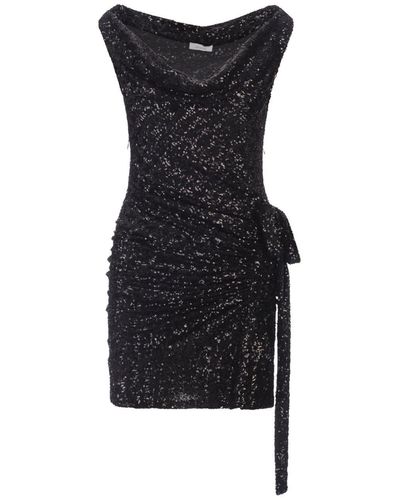 Rabanne Sequined Mini Dress With Draping - Black