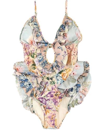 Zimmermann 'Halliday Waterfall Frill' One-Piece Swimsuit - Multicolor