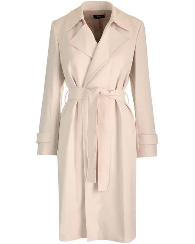 Theory Oaklane Trench Belted Coat - Natural