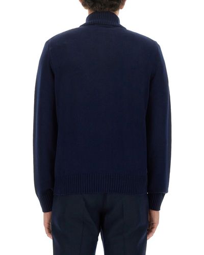 Ballantyne Turtleneck Cardigan - Blue