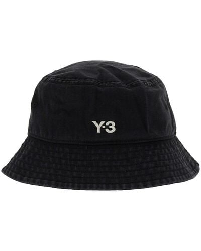 Y-3 Washed Twill Bucket Hat With - Black