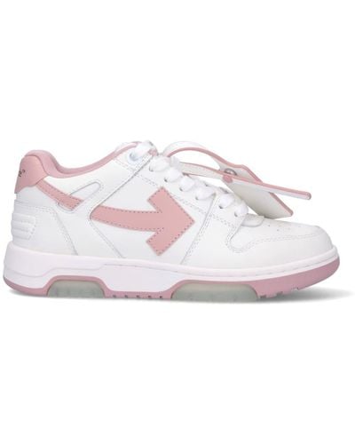 Off-White c/o Virgil Abloh Out Of Office Calf Leather Trainer In White/pink