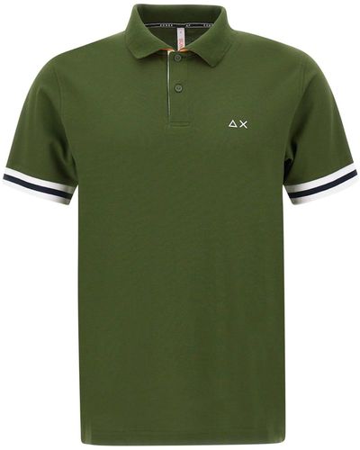 Sun 68 Stripes Cotton Polo Shirt - Green