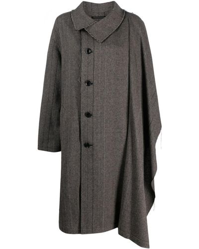 Y's Yohji Yamamoto Left Front Plush Coat - Grey