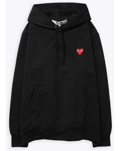 COMME DES GARÇONS PLAY Sweatshirt Knit Hoodie With Heart Patch - Black