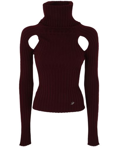 Blumarine 4m033a Long Sleeves High Neck Sweater - Purple