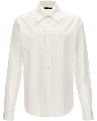 Balmain Logo Embroidery Shirt Shirt, Blouse - White