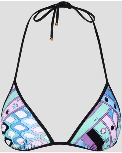 Emilio Pucci Vivara-Print Bikini Top - Blue