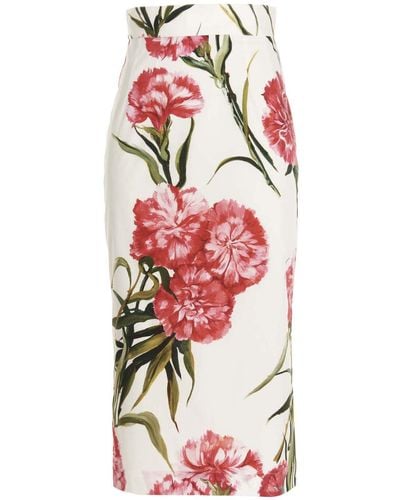 Dolce & Gabbana Floral Printed Skirt - White