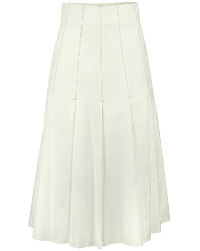 Peserico Slightly Stretch Cotton Satin Midi Skirt - White