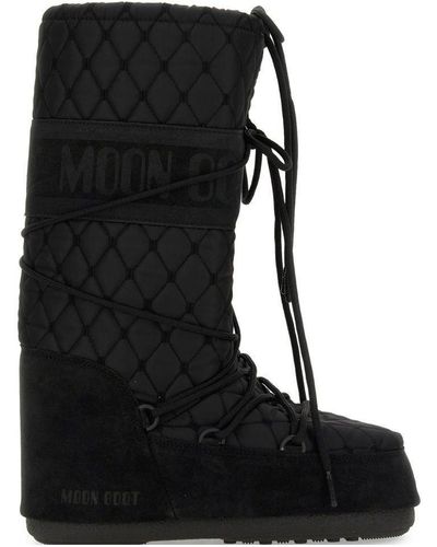 Moon Boot Icon Quilted Lace-Up Snow Boots - Black