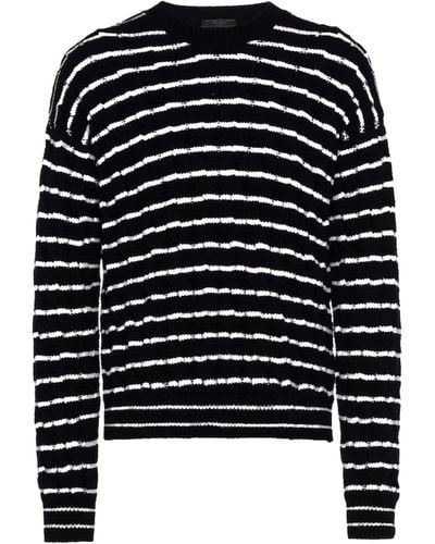 Prada Intarsia-knit Stripe Cashmere Sweater - Black