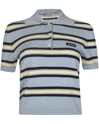 Miu Miu Stripe Polo Shirt - Gray