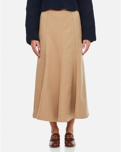 Gabriela Hearst Silk Pleated Midi Skirt - Natural