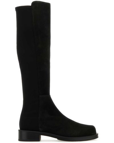 Stuart Weitzman Suede And Fabric Halfnhalf Boots - Black