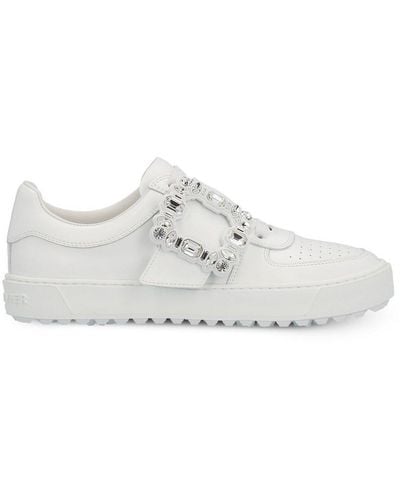 Roger Vivier Embellished Buckle Sneakers - White
