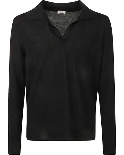 Saint Laurent Short-sleeved Polo Shirt - Black