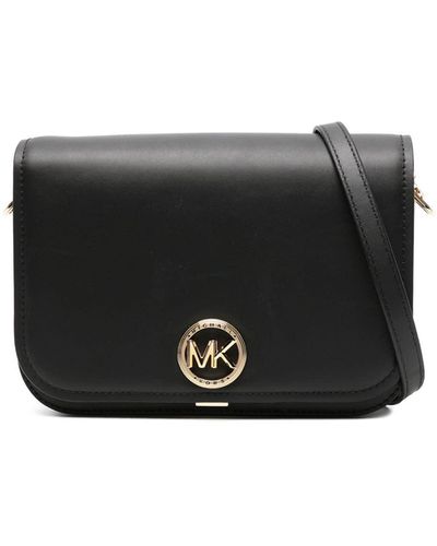 Michael Kors Delancey Medium Leather Messenger Bag - Black