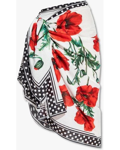 Dolce & Gabbana Floral Pareo - Red