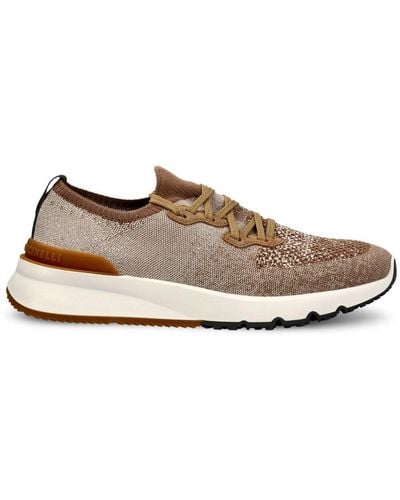 Brunello Cucinelli Lace Up Sock Trainers - Brown