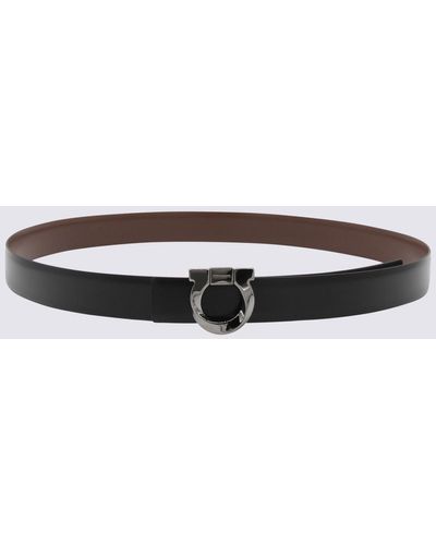 Ferragamo Black And Brown Leather Reversible Gancini Belt