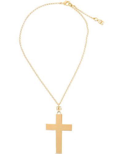 Dolce & Gabbana Tone Necklace With Cross Pendant - White