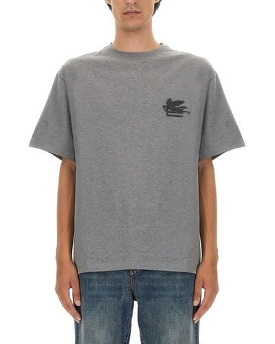 Etro T-Shirt With Pegasus Embroidery - Grey