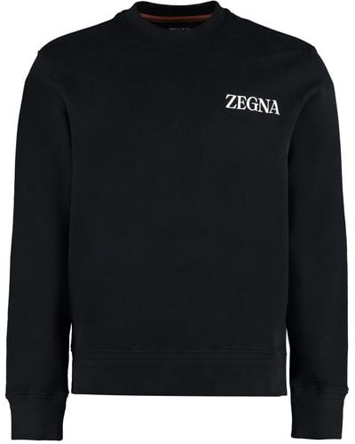 Zegna Cotton Crew-neck Sweatshirt - Black