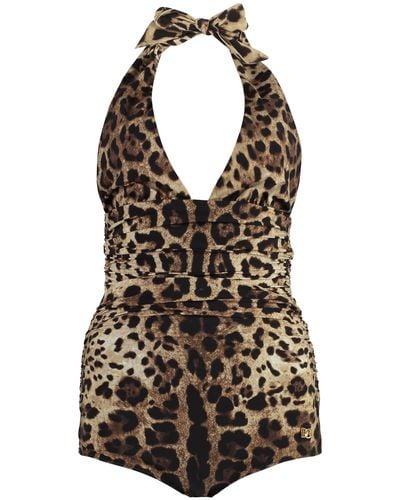 Dolce & Gabbana Leopard Print One-Piece Swimsuit - Black