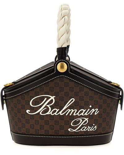 Balmain Monogram Bucket Handbag Hand Bags - Black