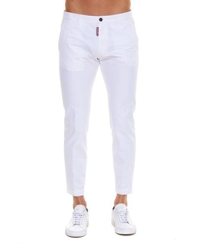 DSquared² Logo Patched Straight Leg Jeans - White