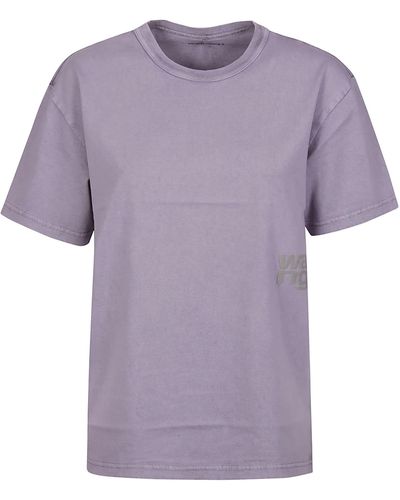 T By Alexander Wang Puff Logo Bound Neck Essential T-Shirt - Purple