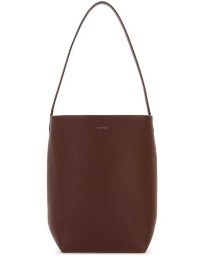The Row Leather Large N/S Park Shopping Bag - Brown