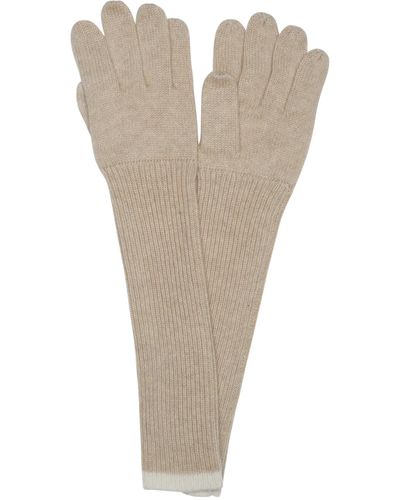 Aspesi Honey Beige Cashmere Long Gloves - Natural