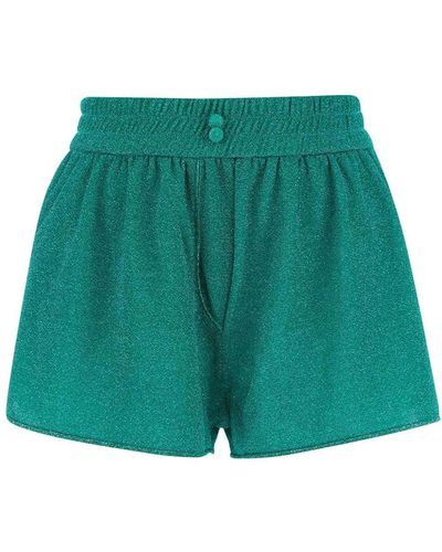 Oséree Lumière Mid-Rise Lurex Slip Shorts - Green