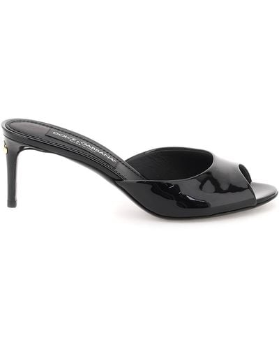Dolce & Gabbana Patent Leather Mules - Black