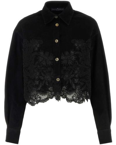 Ermanno Scervino Suede And Lace Shirt - Black