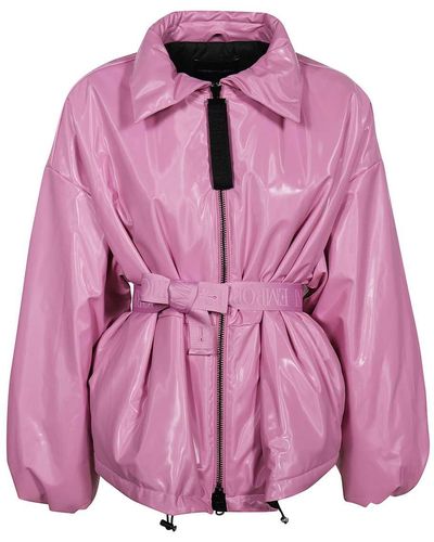 Emporio Armani Belted Full Zip Down Jacket - Pink
